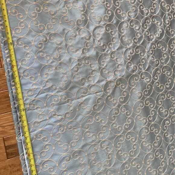 Custom Blue 79W x 100L Embroidered Dupioni Silk Black-Out Curtains. Set of 2 - Picture 5 of 8